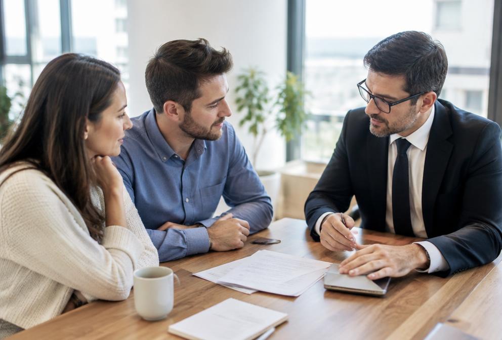 Atendimento a um casal em escritório
